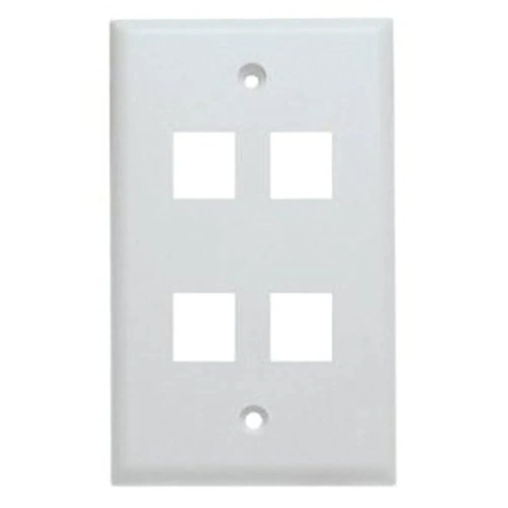 Unirise 4Port Wall Plate, Single Gang, White WP-4P-WHT