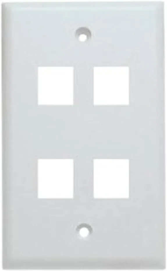 Unirise 4Port Wall Plate, Single Gang, White WP-4P-WHT
