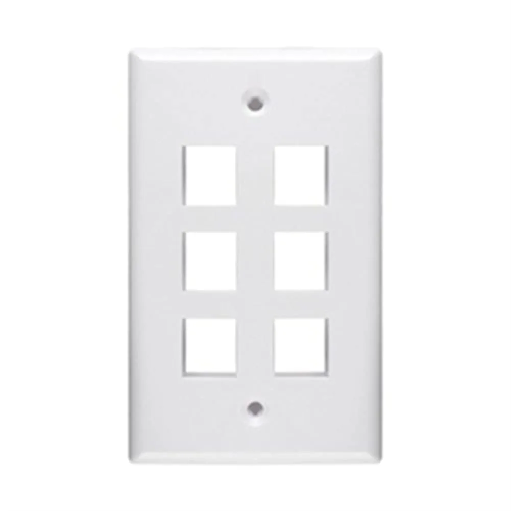 Unirise 6Port Wall Plate, Single Gang, White WP-6P-WHT