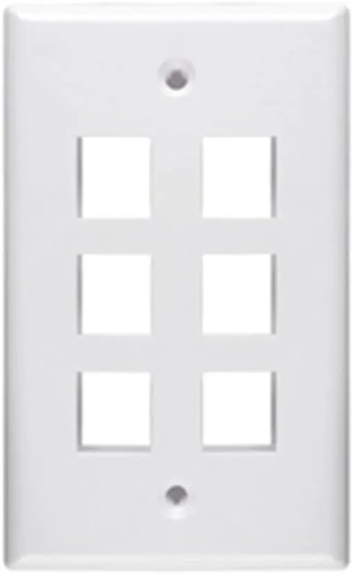 Unirise 6Port Wall Plate, Single Gang, White WP-6P-WHT