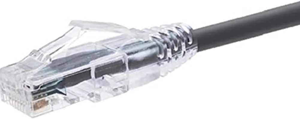 USA Clearfit Slim Cat6 Patch Cable, Snagless, Black, 2ft CS6-02F-BLK