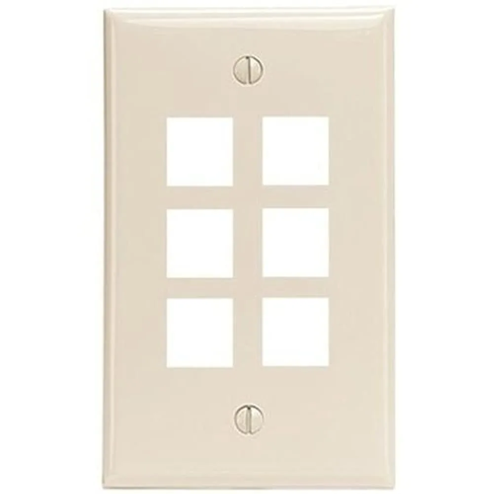 Unirise USA 6Port Wall Plate, Single Gang, Ivory WP-6P-IVY