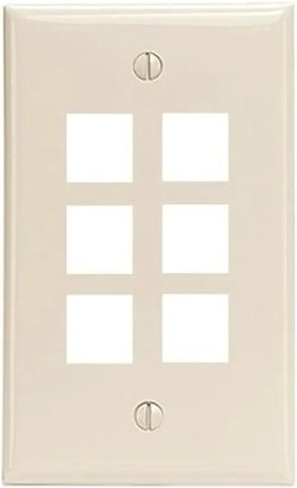 Unirise USA 6Port Wall Plate, Single Gang, Ivory WP-6P-IVY