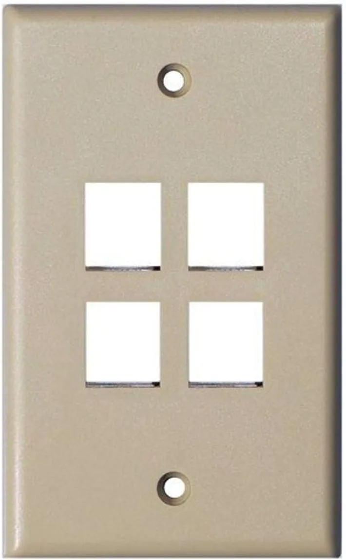 Unirise 4Port Wall Plate, Single Gang, Ivory WP-4P-IVY, Off-White