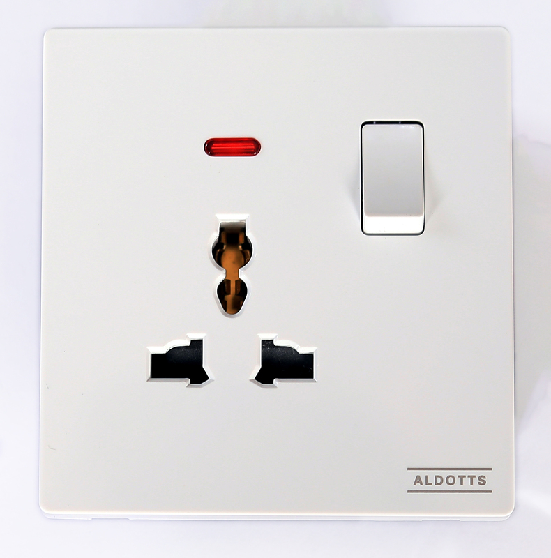Single Universal Socket With Neon - White