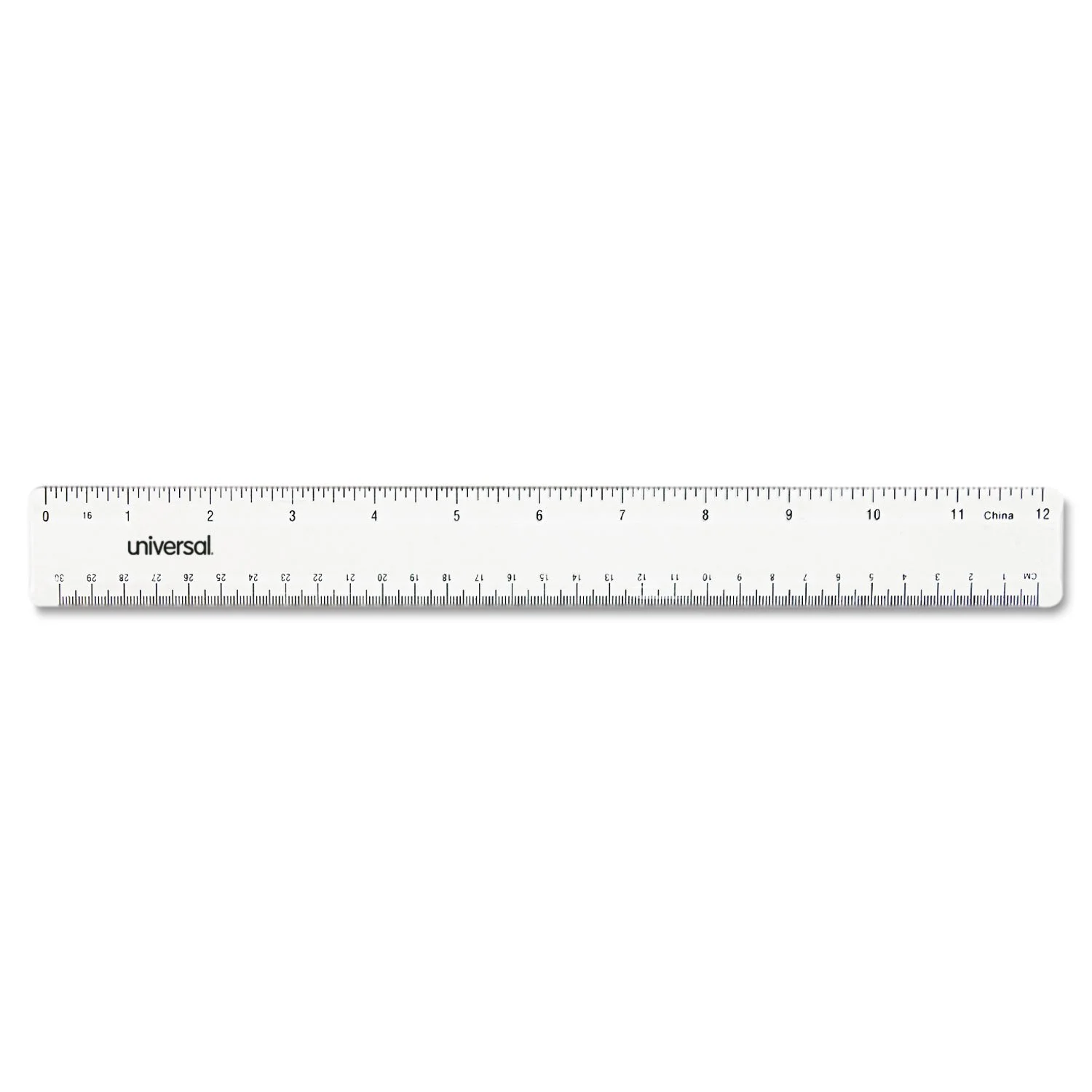 Universal Clear Plastic Ruler, Standard/Metric, 12" Long, Clear