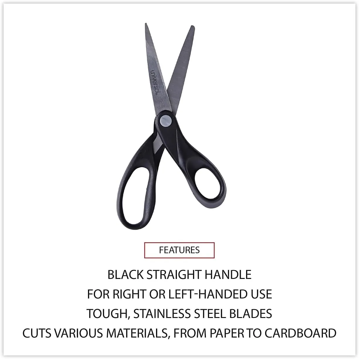 Universal 92009 Economy Scissors - 3.75in Cutting Length - 8in Overall Length - Pointed - Straight-left/right