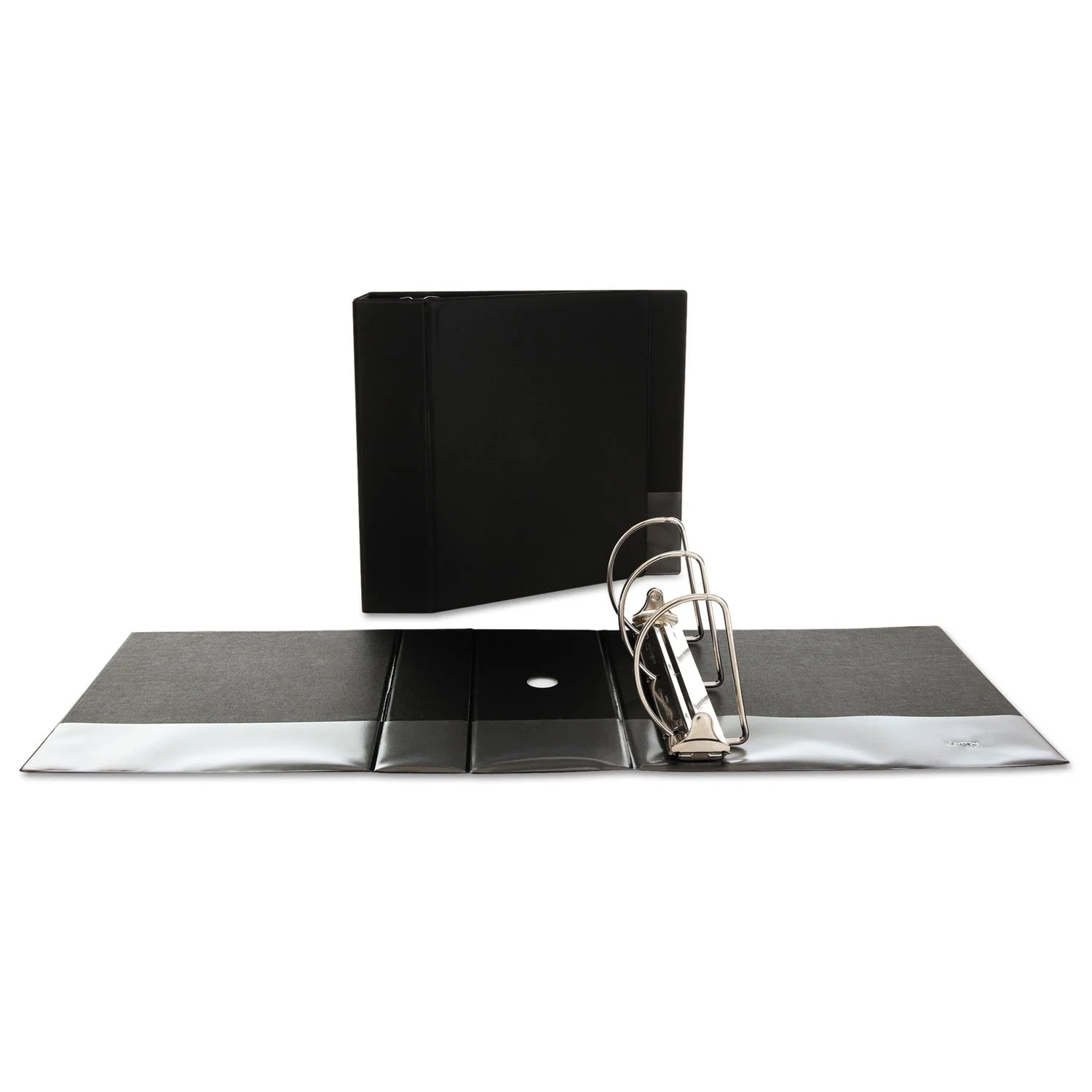 Universal D-Ring Binder, 5" Capacity, 8-1/2 x 11, Black, Reference Binder with Label Holder