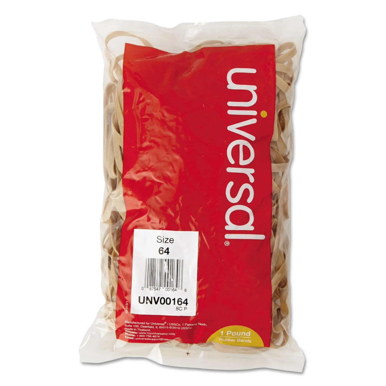 Universal UNV00164 0.04 in. Gauge Size 64 Rubber Bands - Beige (320/Pack) 1 LB
