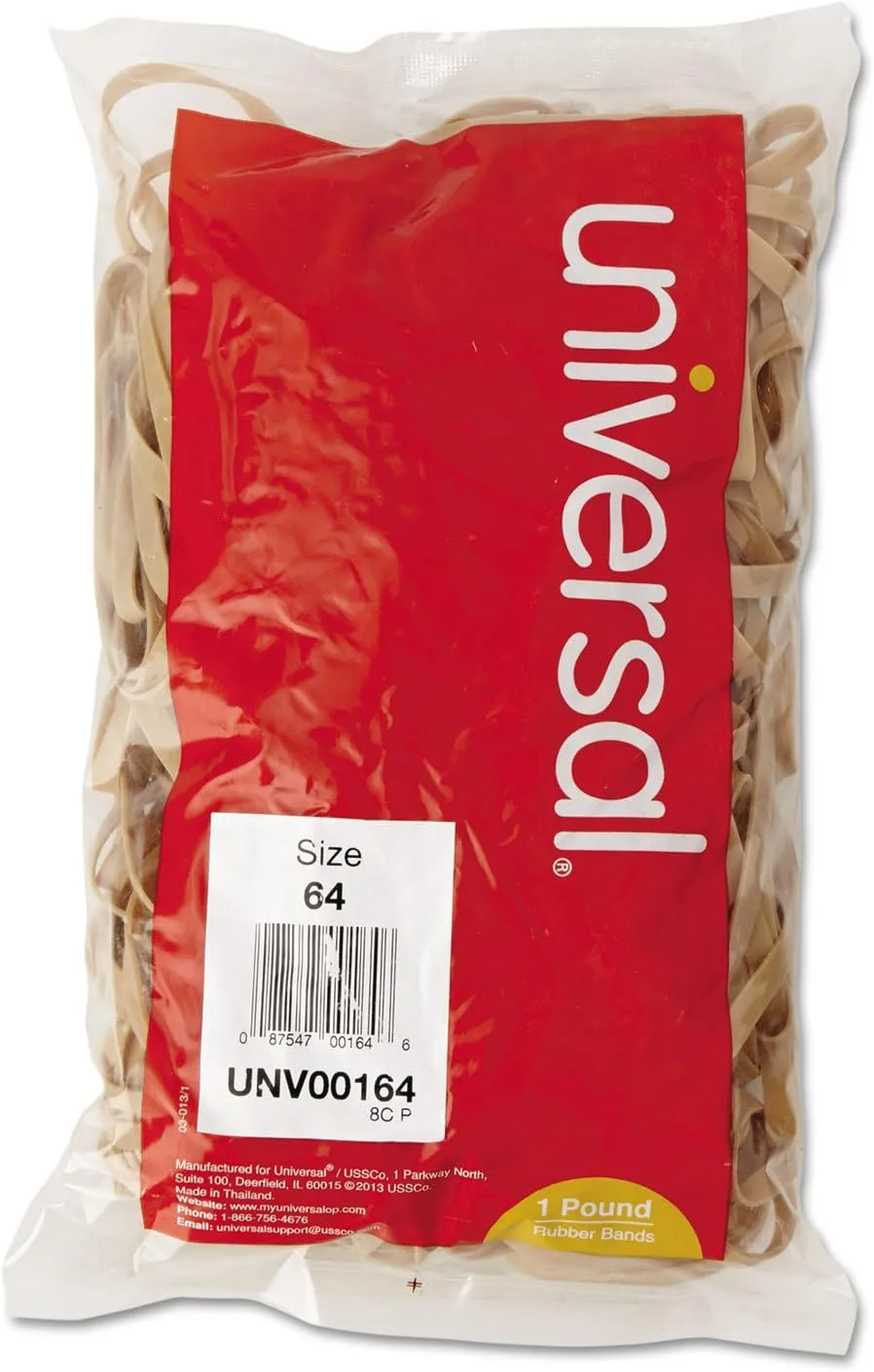 Universal UNV00164 0.04 in. Gauge Size 64 Rubber Bands - Beige (320/Pack) 1 LB
