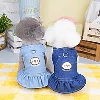 Denim Style Dog Dress with D-Ring – Cute Princess Pet Outfit