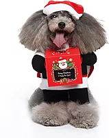 Christmas Santa Dog Costume with Gift Box – Holiday Pet Outfit