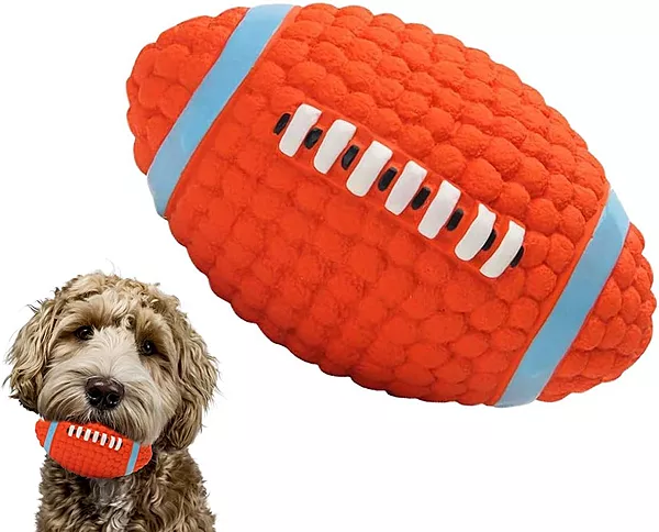 Petlicious & More Dog Latex Squeaky Rugby Ball Toy