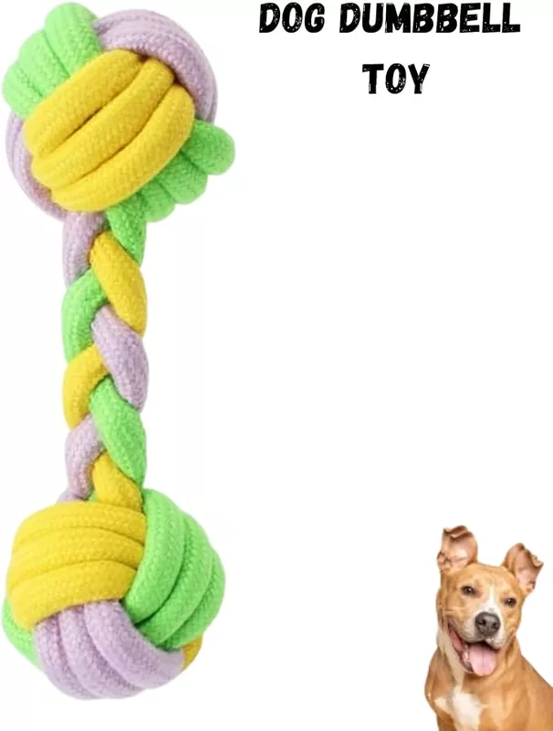 Cotton Rope Dumbbell Dog Toy – Interactive Tug & Chew Toy