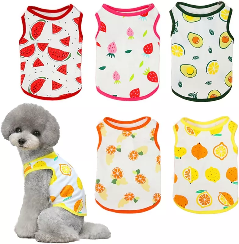 Summer Fruit Print Dog Vest – Lightweight Sleeveless Pet Shirt