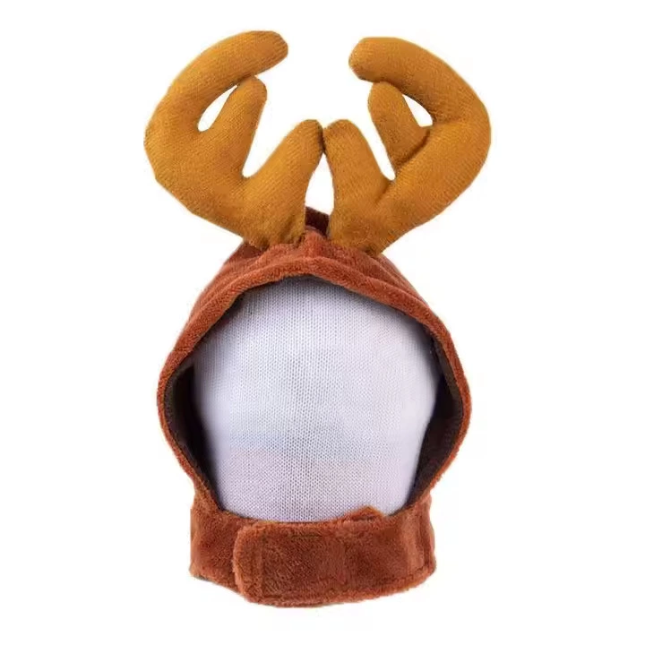 Christmas Reindeer Antlers Pet Hood – Soft Plush Holiday Hat