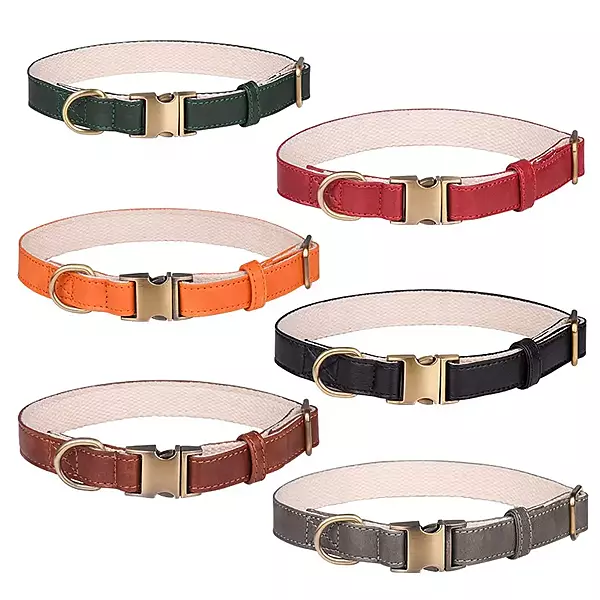 Leather Padded Soft Pet Collars And Leashes For Dog Leads With Metal Buckle