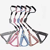 Soft Rope Dog Harness & Knot Leash Set – Adjustable Lightweight Walking Set