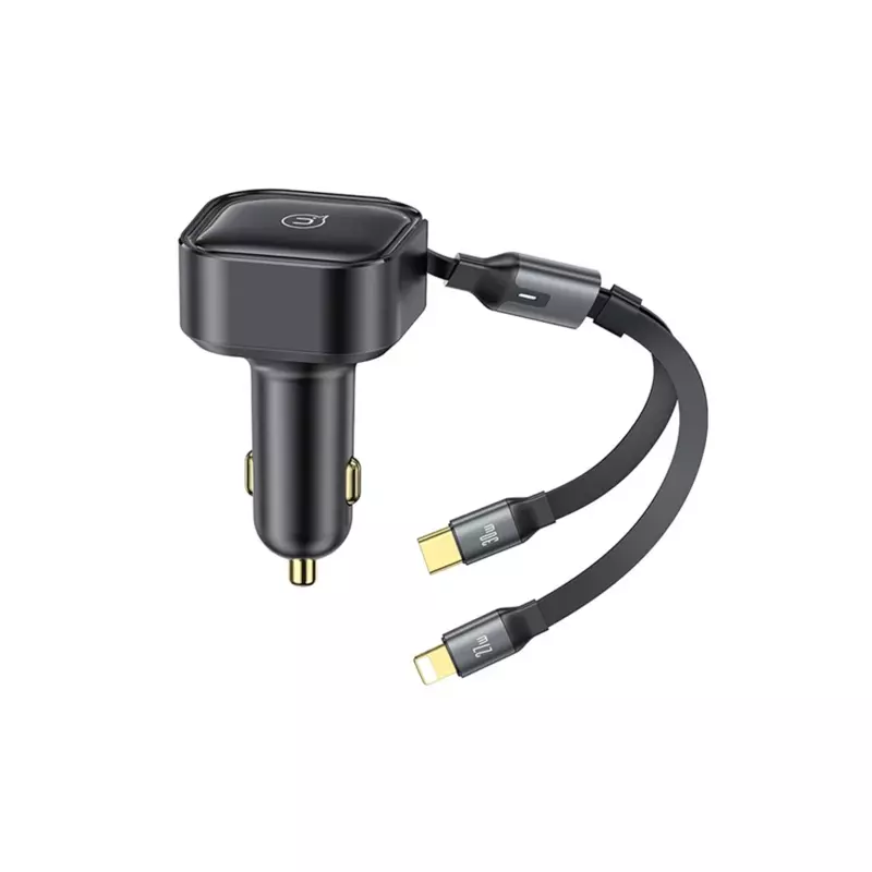 USAMS C41 PD 30W Phone Fast Charging Car Charger With Type-C / 8 Pin Cable USCC219