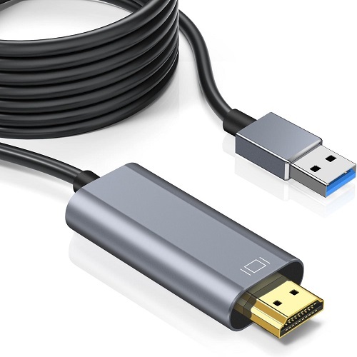 USB to HDMI Cable, Built-in Drivers, 6FT USB A to HDMI Male Cable HD 1080P Monitor