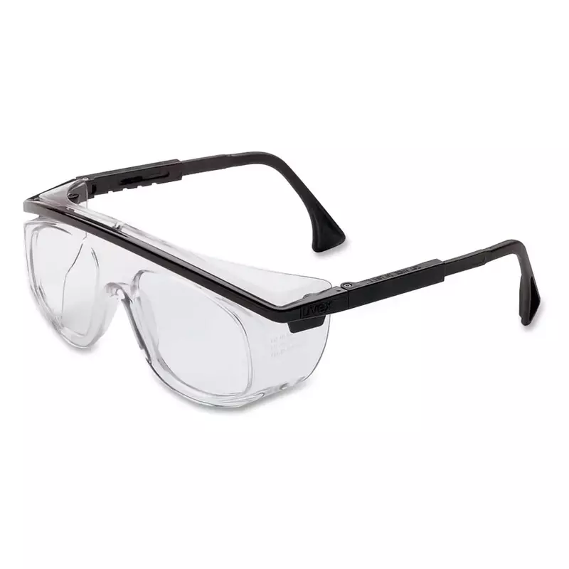 Honeywell Uvex Astro Otg 3001 Wraparound Safety Glasses, Black Plastic Frame, Clear Lens