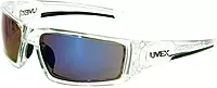 Uvex by Honeywell Hypershock Safety Glasses, Clear Frame with Blue Mirror Lens & Anti-Scratch Hardcoat (S2975)