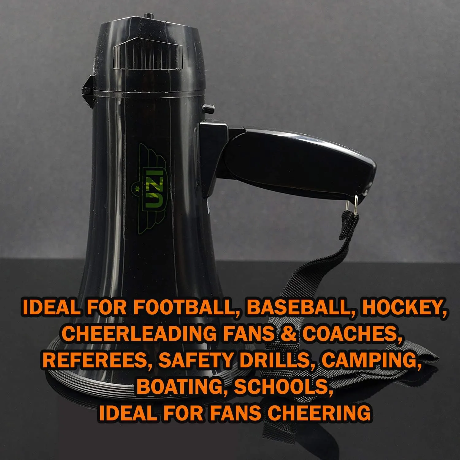 Uzi UZI-MP-204R 15-Watt Megaphone with Siren, Adjustable Volume and Recording Playback, Black