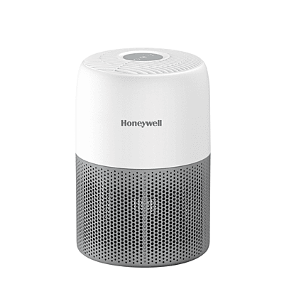 Front view of the Honeywell Air Touch V1, showcasing its simple one-touch control panel.