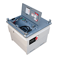 FUEL CUBE WESTERN GLOBAL 250GALLON DOUBLE WALL STATIONARY STORAGE TANK INCLUDING FILL RITE 110V FUEL TRANSFER PUMP AND AUTOMATIC NOZZLE