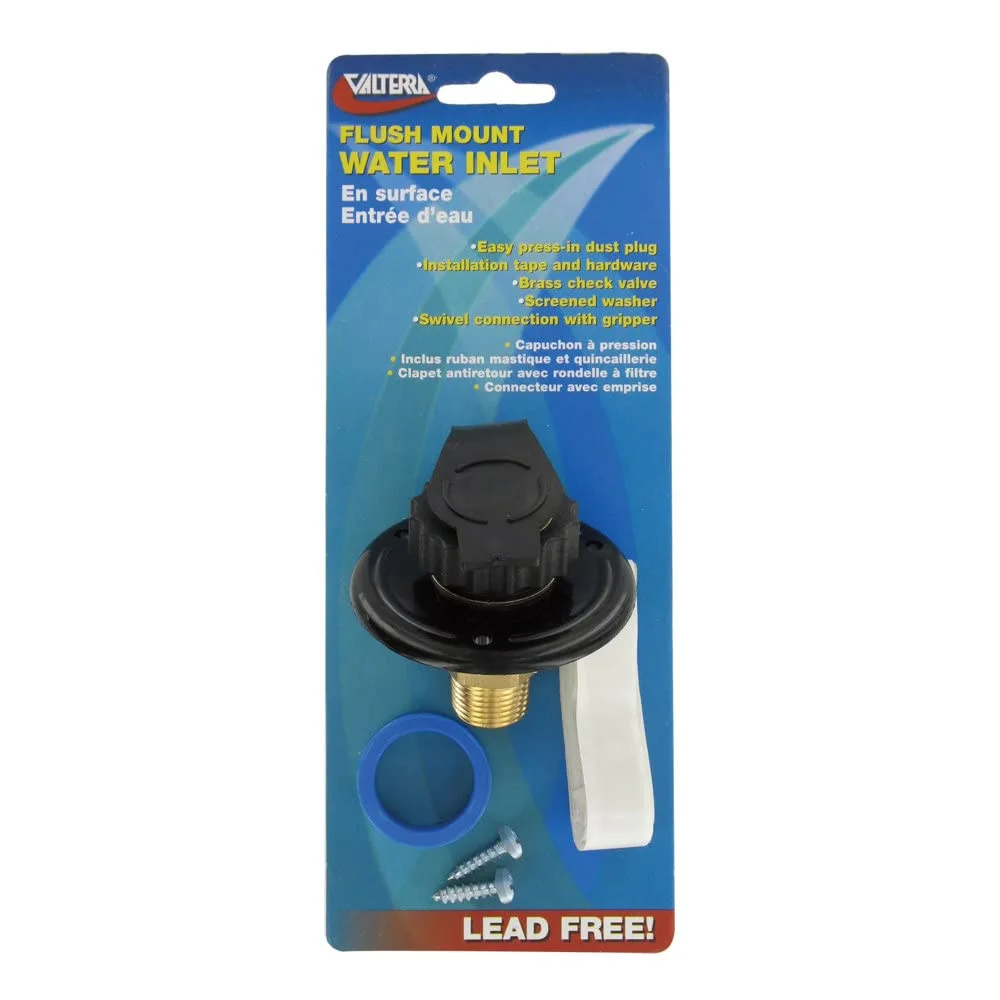 Valterra Flush-Mount Flange Water Inlet, 2-3/4" Flange, 1/2" MPT