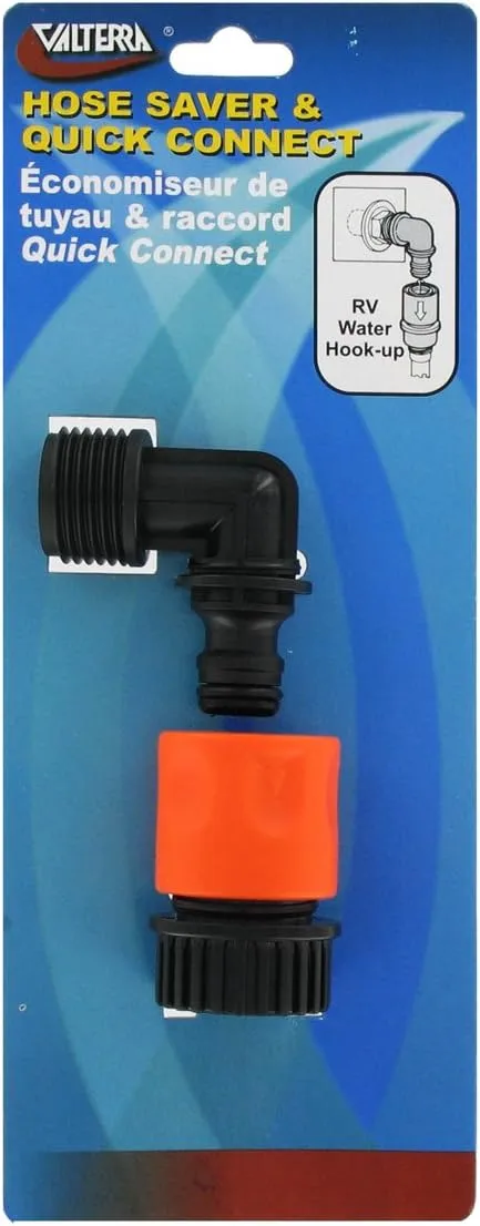 Valterra A01-0137VP Plastic Quick Connect with 90° Hose Saver Adapter, Orange