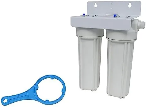 VALTERRA A01-1139 Exterior Filter System, Dual Housing with Sediment Pre-Filter, Advanced Carbon Block Cartridge, Wall Bracket and Wrench