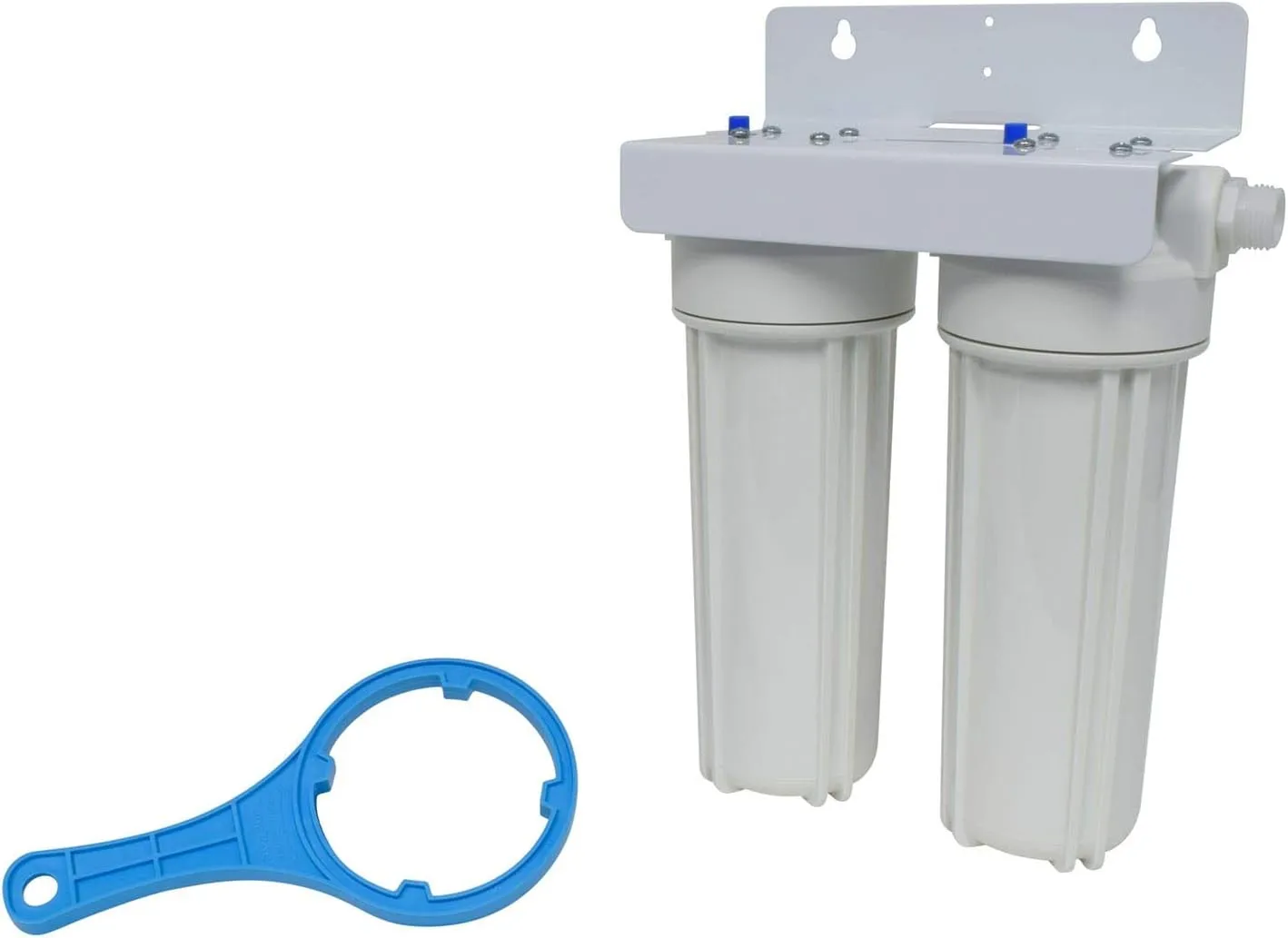 VALTERRA A01-1139 Exterior Filter System, Dual Housing with Sediment Pre-Filter, Advanced Carbon Block Cartridge, Wall Bracket and Wrench