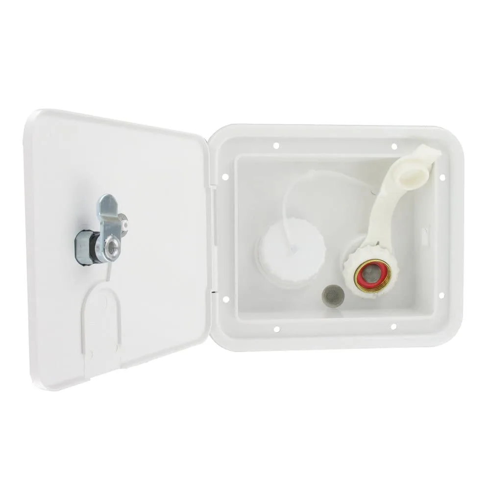 Valterra A01-2000VP Gravity/City Water Inlet Hatch - Brass, White (Carded)