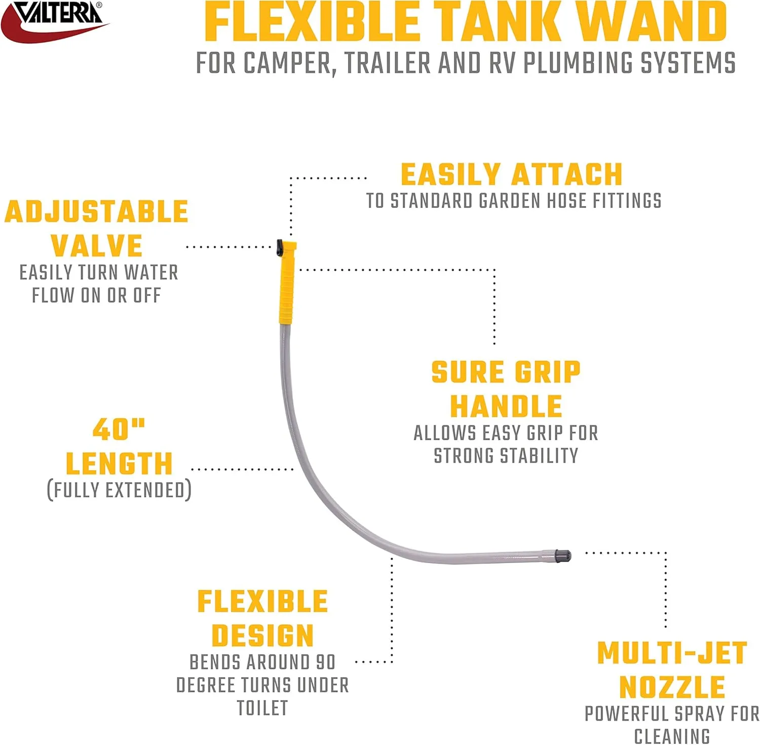 Valterra A01-0187VP Flexible Tank Wand, Gray, 1 count