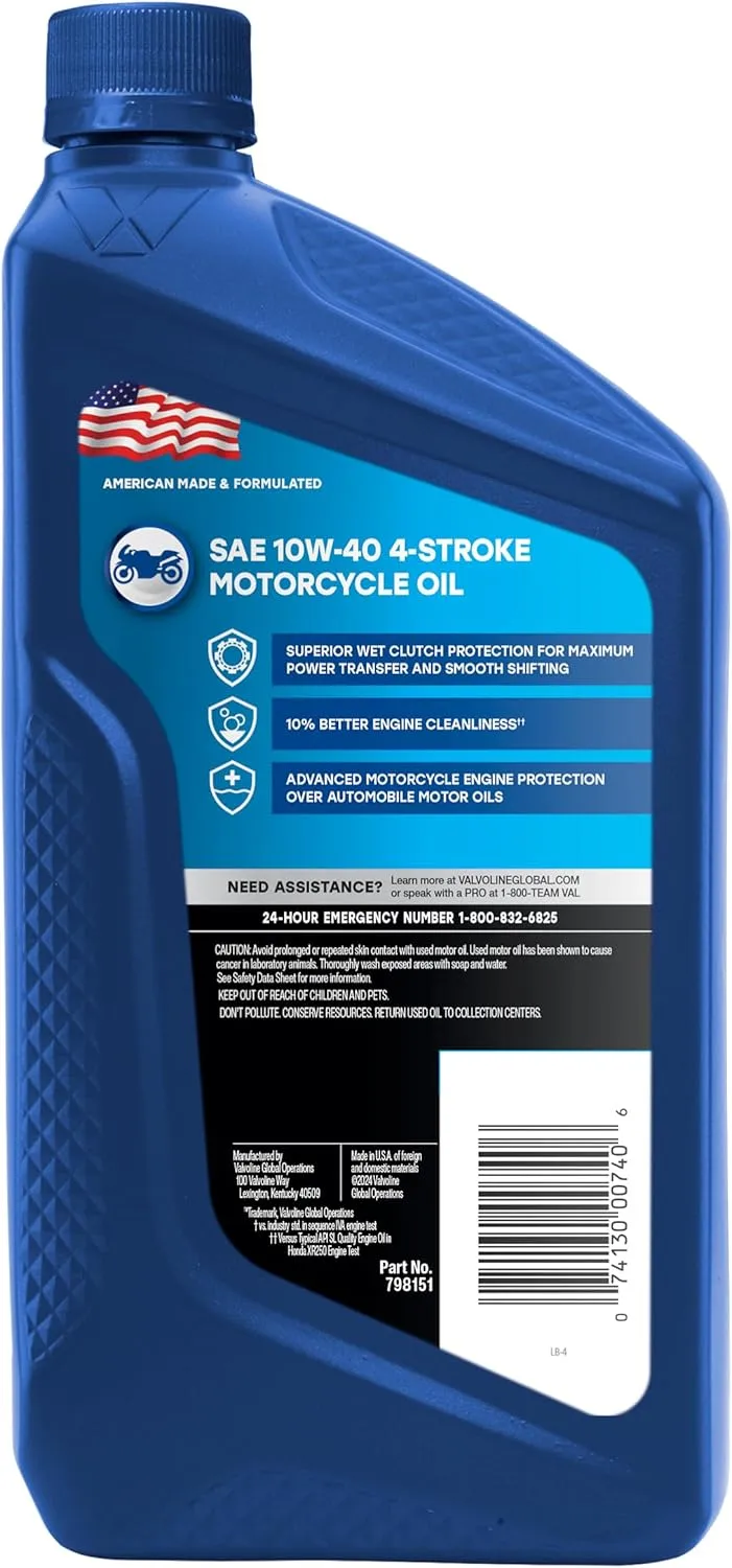 Valvoline 4-Stroke Motorcycle Motor Oil 1 Quart Conventional