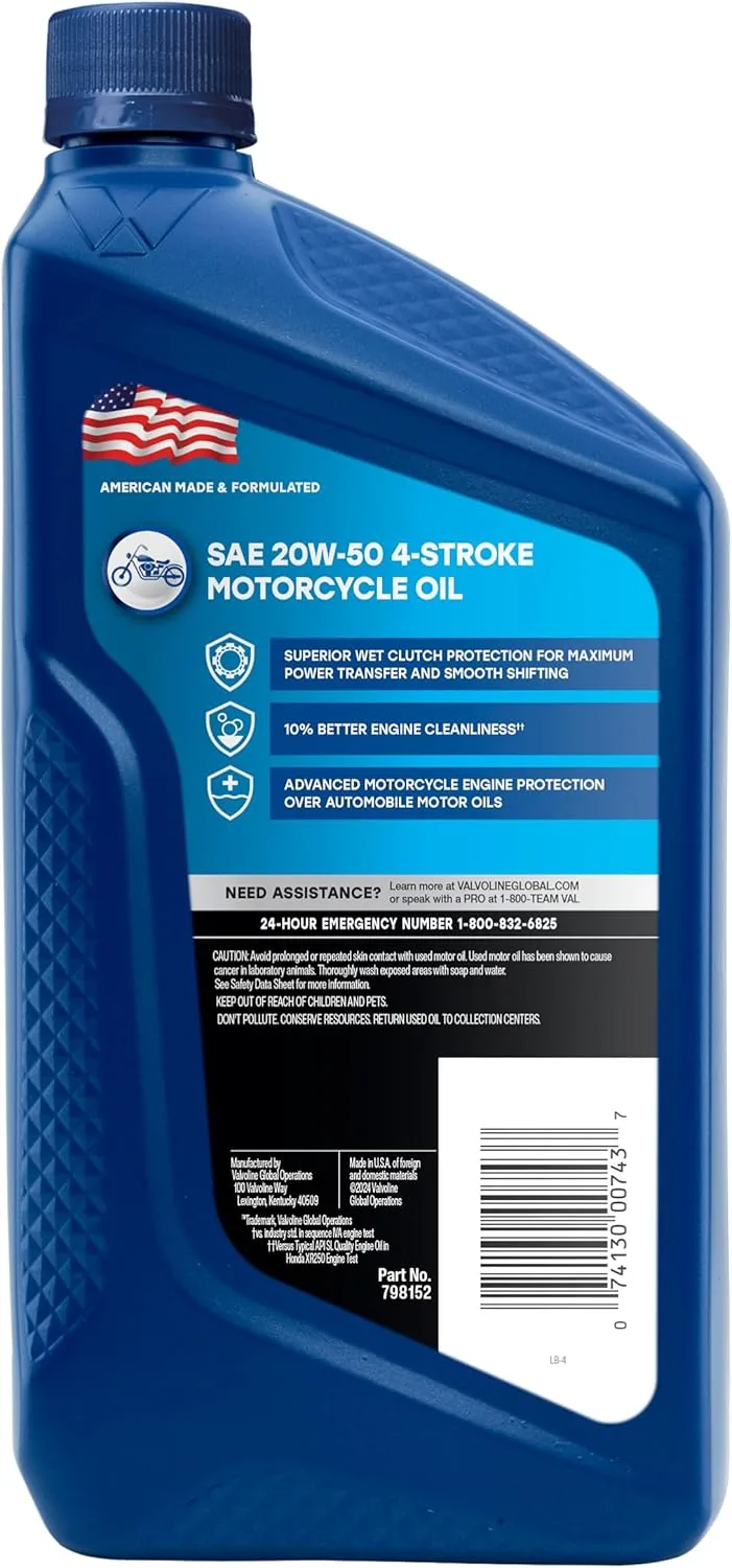 Valvoline 4-Stroke Motorcycle Motor Oil 1 Quart Conventional