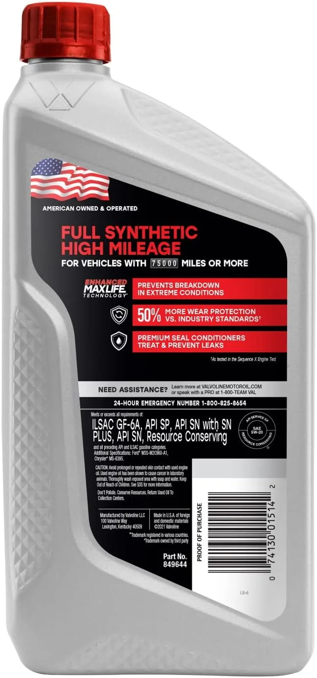 Valvoline MaxLife High Mileage Motor Oil
