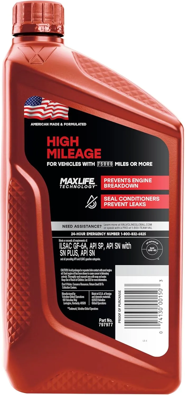 Valvoline MaxLife High Mileage Motor Oil