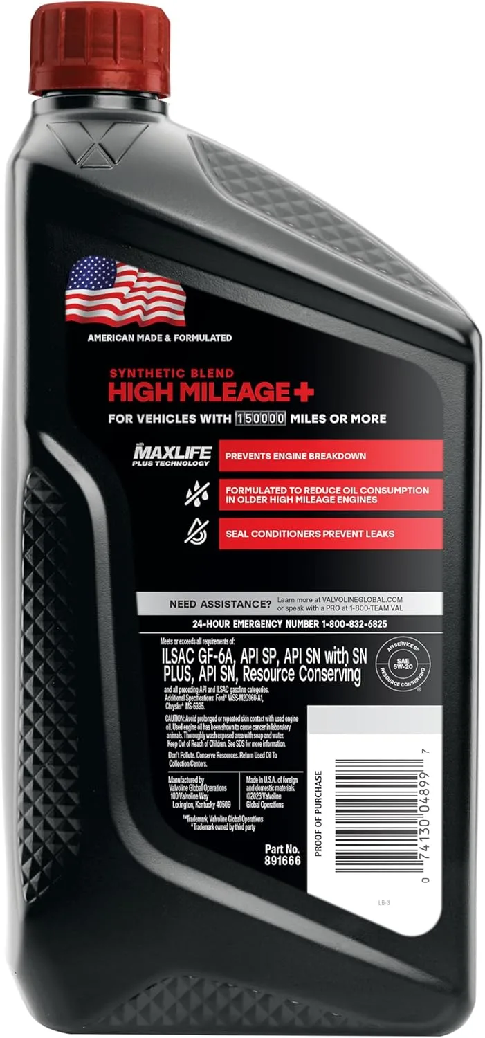 Valvoline MaxLife High Mileage Motor Oil