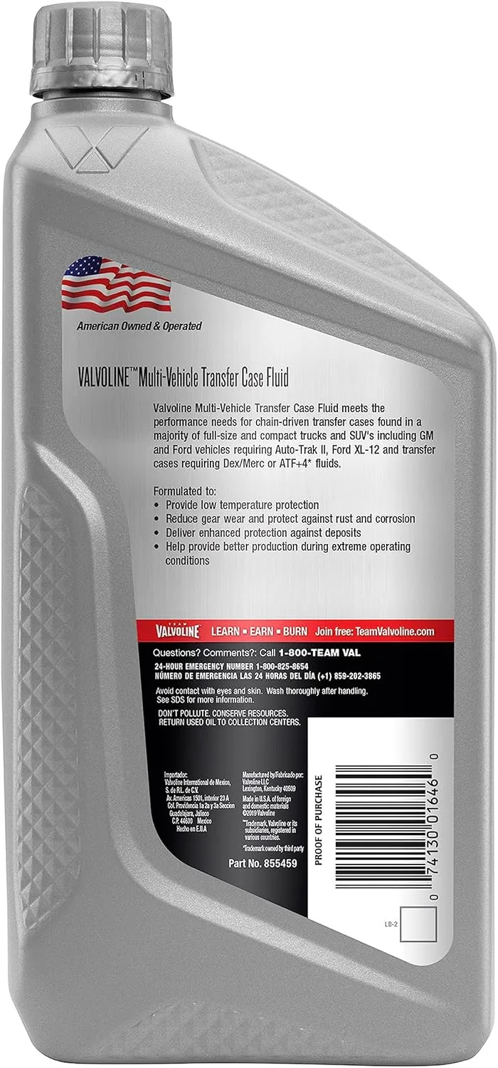 Valvoline Multi-Vehicle (TCF) Conventional Transfer Case Fluid 1 QT (Pack of 2) 32 Fl Oz (Pack of 2) Red