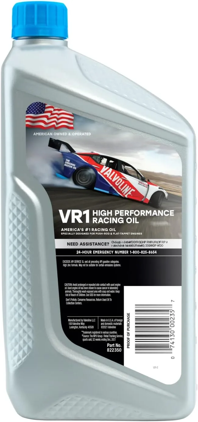 Valvoline VR1 Racing SAE 50 High Performance High Zinc Motor Oil 1 QT (Pack of 2)