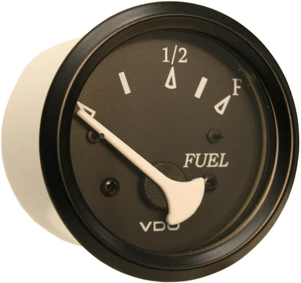 VDO 301-11802 Cockpit Marine Fuel Level Gauge Use with Marine 240-33 Ohm Fuel Senders 12V - Black