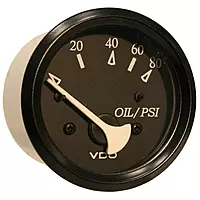 VDO 350-11800 Cockpit Marine 80PSI Oil Pressure Gauge Use with Marine 240-33 Ohm Sender 12V - Black