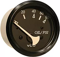 VDO 350-11800 Cockpit Marine 80PSI Oil Pressure Gauge Use with Marine 240-33 Ohm Sender 12V - Black