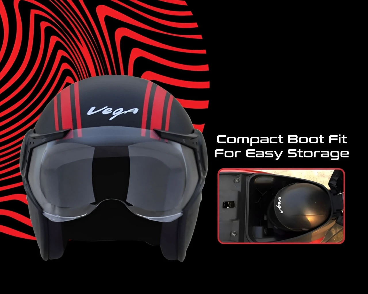 VEGA JET W/VISOR OLD SCHOOL DULL BLACK RED C/V (L) VEGA JET W/VISOR OLD SCHOOL DULL BLACK RED C/V (L)