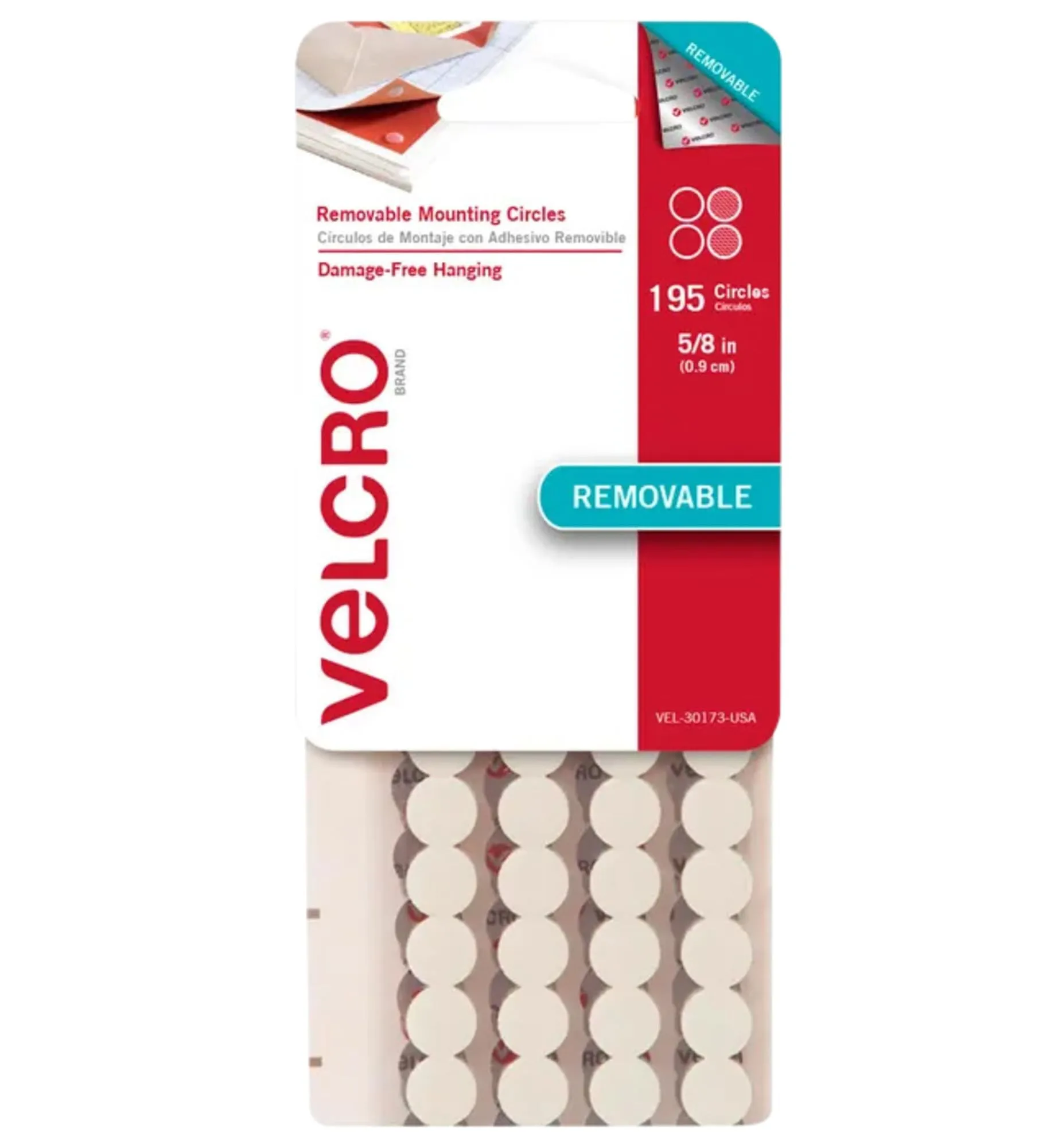 VELCRO Brand Removable Mounting Circles 5/8 in Pack of 195