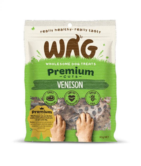 Wag Premium Cuts Venison Dog Treats 50G Wag Premium Cuts Venison Dog Treats 50G
