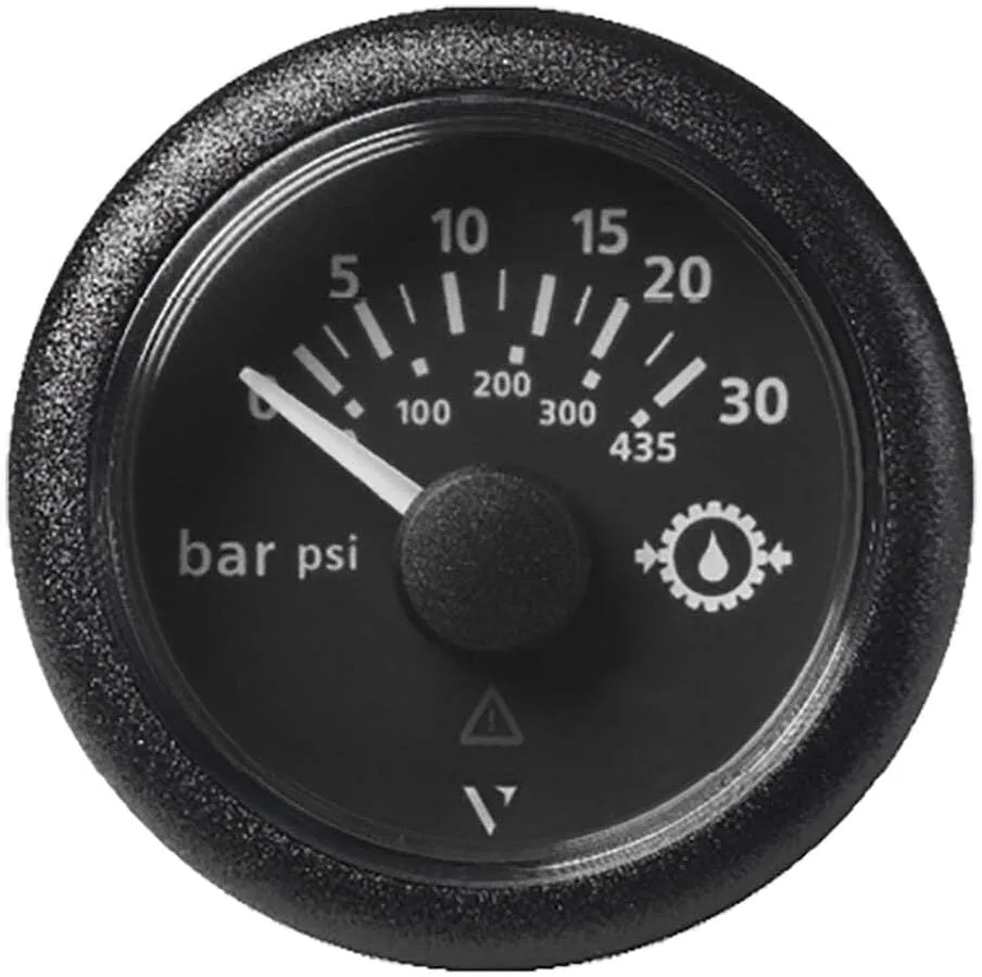 Veratron 52MM (2-1/16") ViewLine Transmission Oil Pressure 30 Bar/435 PSI - Black Dial & Round Bezel