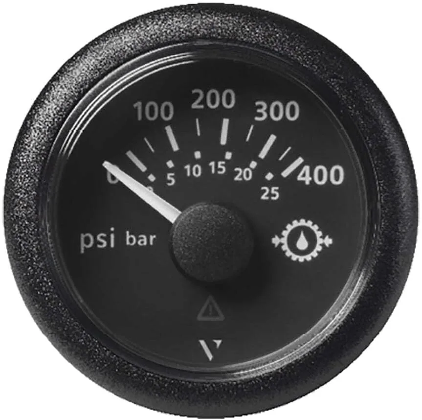 Veratron 2-1/16" (52mm) ViewLine Transmission Oil Pressure 400 PSI/25 Bar - Black Dial & Round Bezel